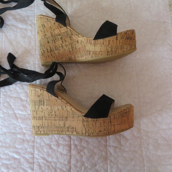 NWT Women's Sheln Wedge Lace Up the Leg Sandals - Picture 1 of 4